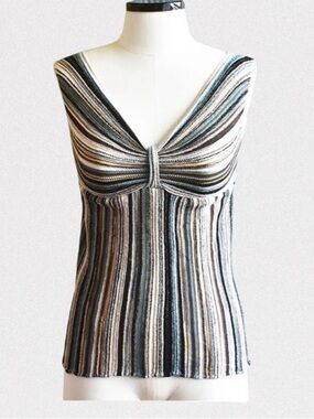 M Missoni Stripe Knit Tank Top Made in Italy Y2K Designer Sleeveless